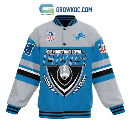 Detroit Lions Die Hard And Loyal Fan Baseball Jacket - All Over Printed - Blue - All-Over-Printed Jacket