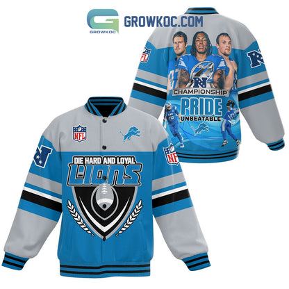 Detroit Lions Die Hard And Loyal Fan Baseball Jacket - All Over Printed - Blue - All-Over-Printed Jacket