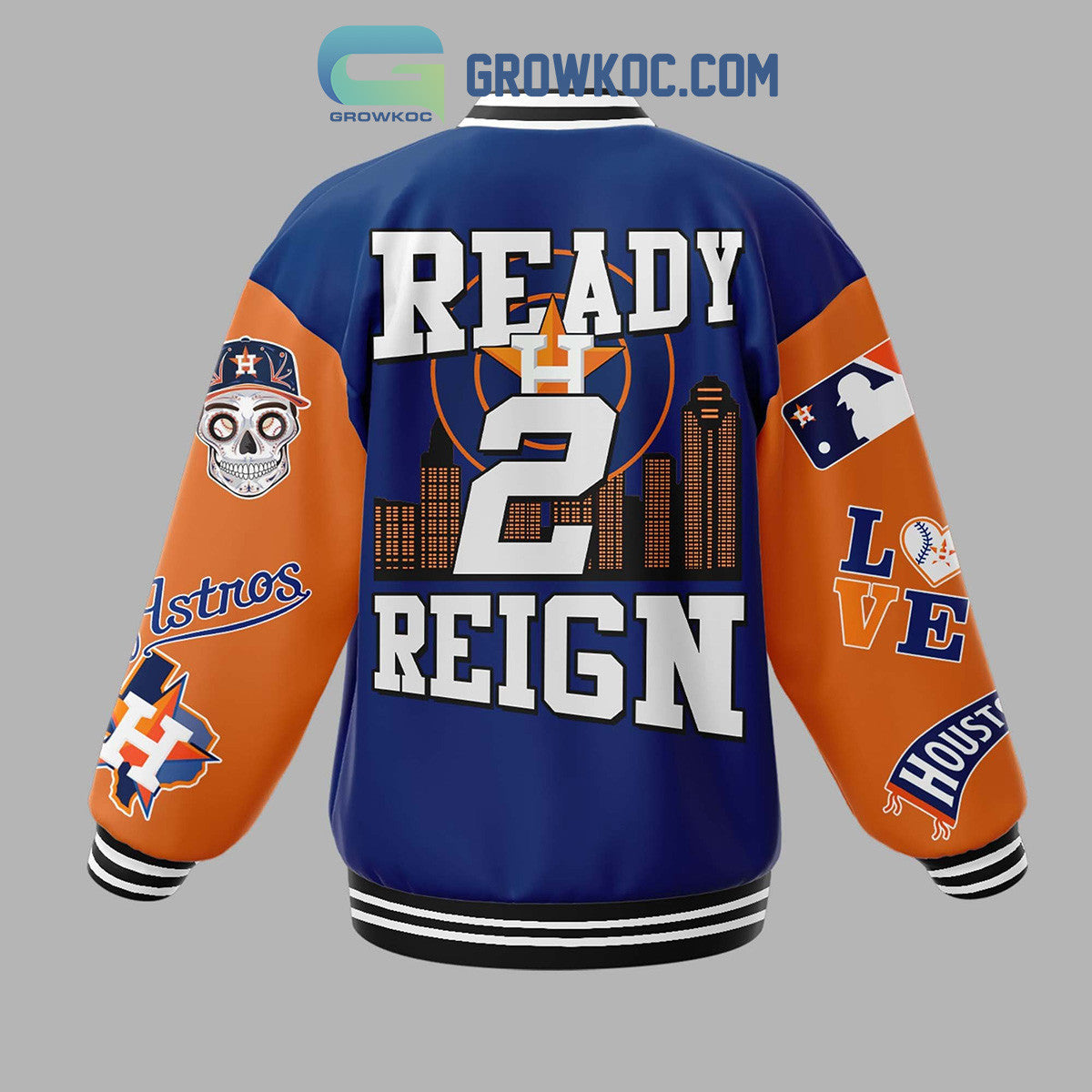 Houston Astros MLB Ready 2 Reign Baseball Jacket - All Over Printed - Blue - All-Over-Printed Jacket