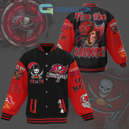 Tampa Bay Buccaneers Fire The Cannons Basketball Baseball Jacket - All Over Printed - Black - All-Over-Printed Jacket