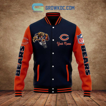 Chicago Bears All I Need Is Football Friends And Family Custom Name Baseball Jacket - All Over Printed - Navy - All-Over-Printed Jacket
