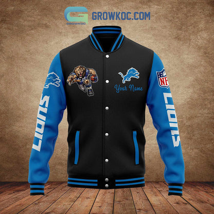 Detroit Lions All I Need Is Football Friends And Family Custom Name Baseball Jacket - All Over Printed - Black - All-Over-Printed Jacket
