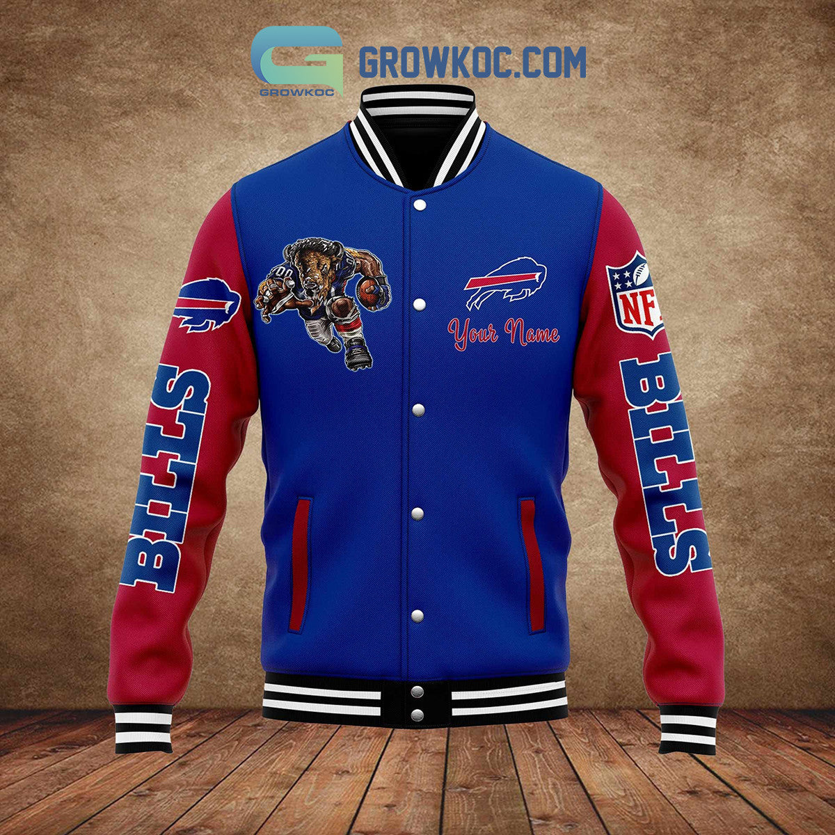 Buffalo Bills All I Need Is Football Friends And Family Custom Name Baseball Jacket - All Over Printed - Blue - All-Over-Printed Jacket