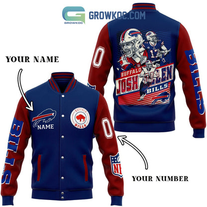 Buffalo Bills Josh Allen Custom Name & Number Baseball Jacket - All Over Printed - Blue - All-Over-Printed Jacket