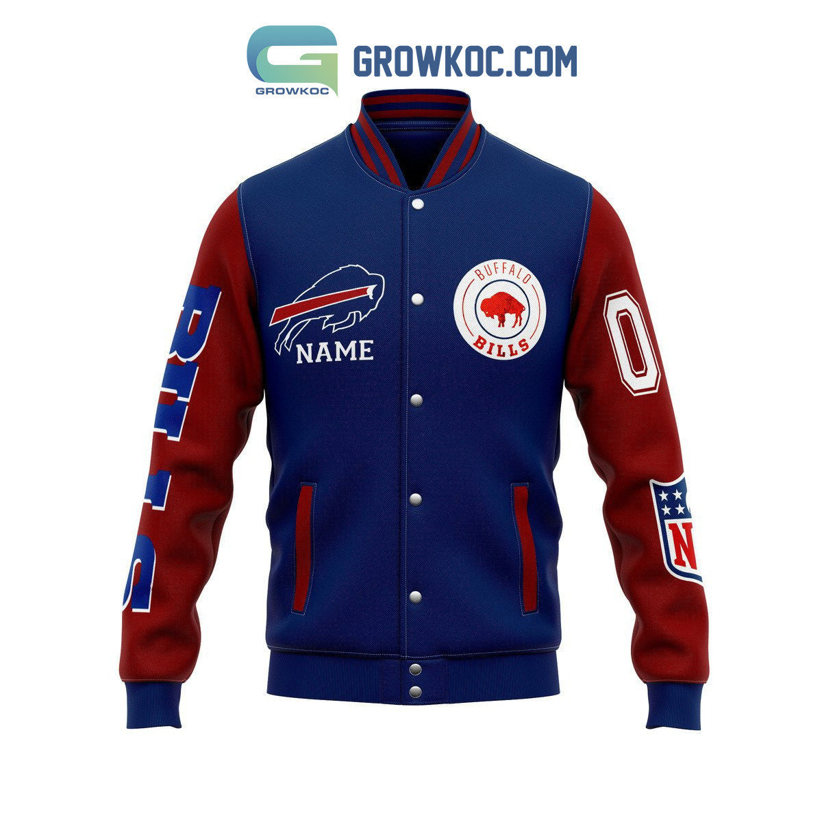Buffalo Bills Josh Allen Custom Name & Number Baseball Jacket - All Over Printed - Blue - All-Over-Printed Jacket