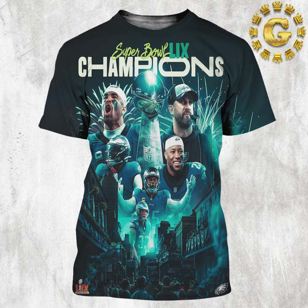 Philadelphia Eagles Are Super Bowl Champions 2025 All Over Printed T-Shirt - Black