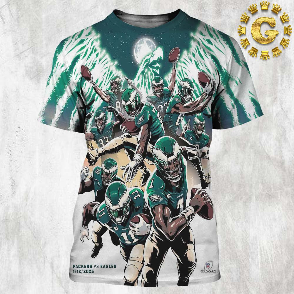 Philadelphia Eagles Vs Green Bay Packers Wild Card On January 12 2025 All Over Printed T-Shirt - Green