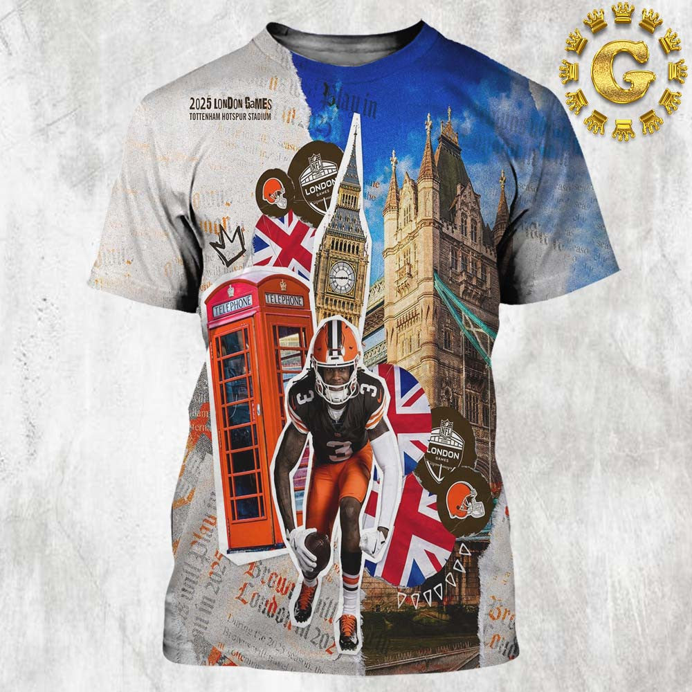 Cleveland Browns London Bound At Tottenham Hotspur Stadium 2025 All Over Printed T-Shirt
