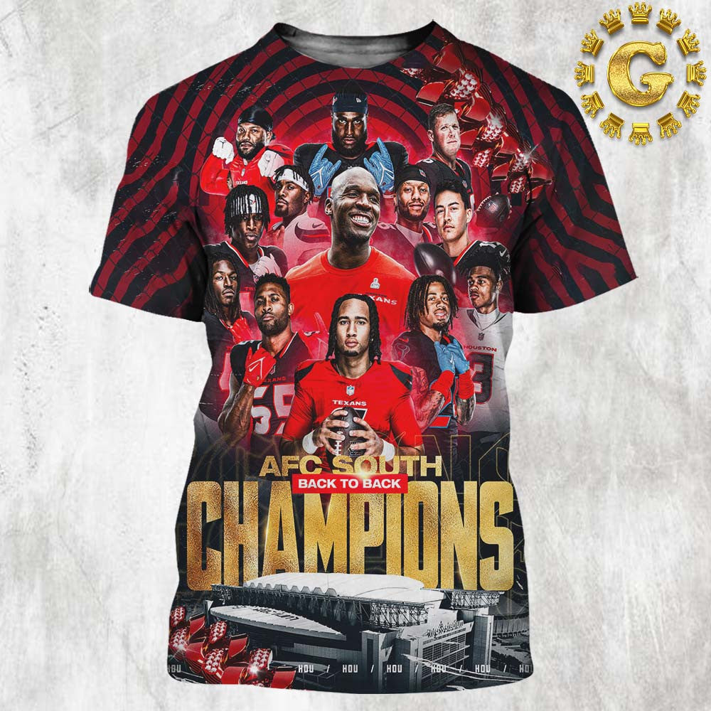 Houston Texans Back To Back AFC South Champions 2024 All Over Printed T-Shirt