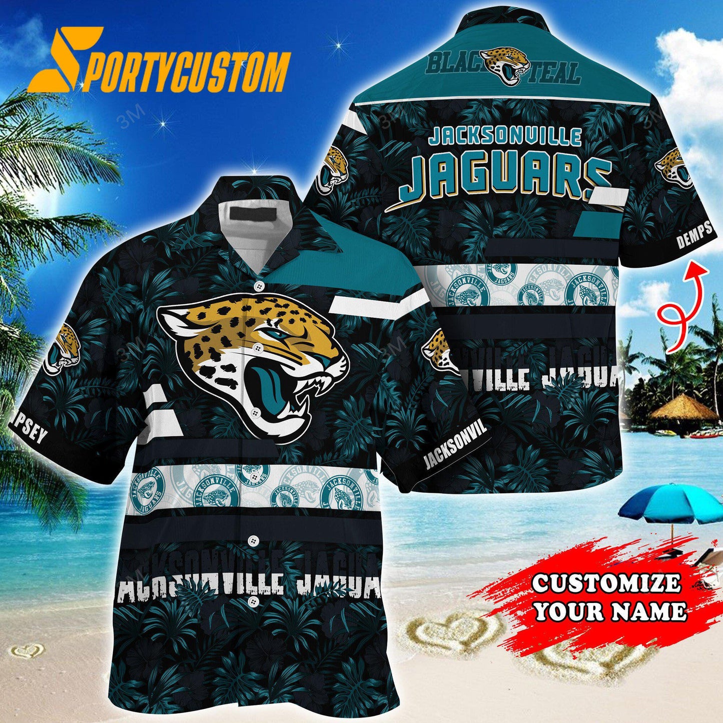 Jacksonville Jaguars Flower Summer Limited Custom Name Hawaiian Shirt