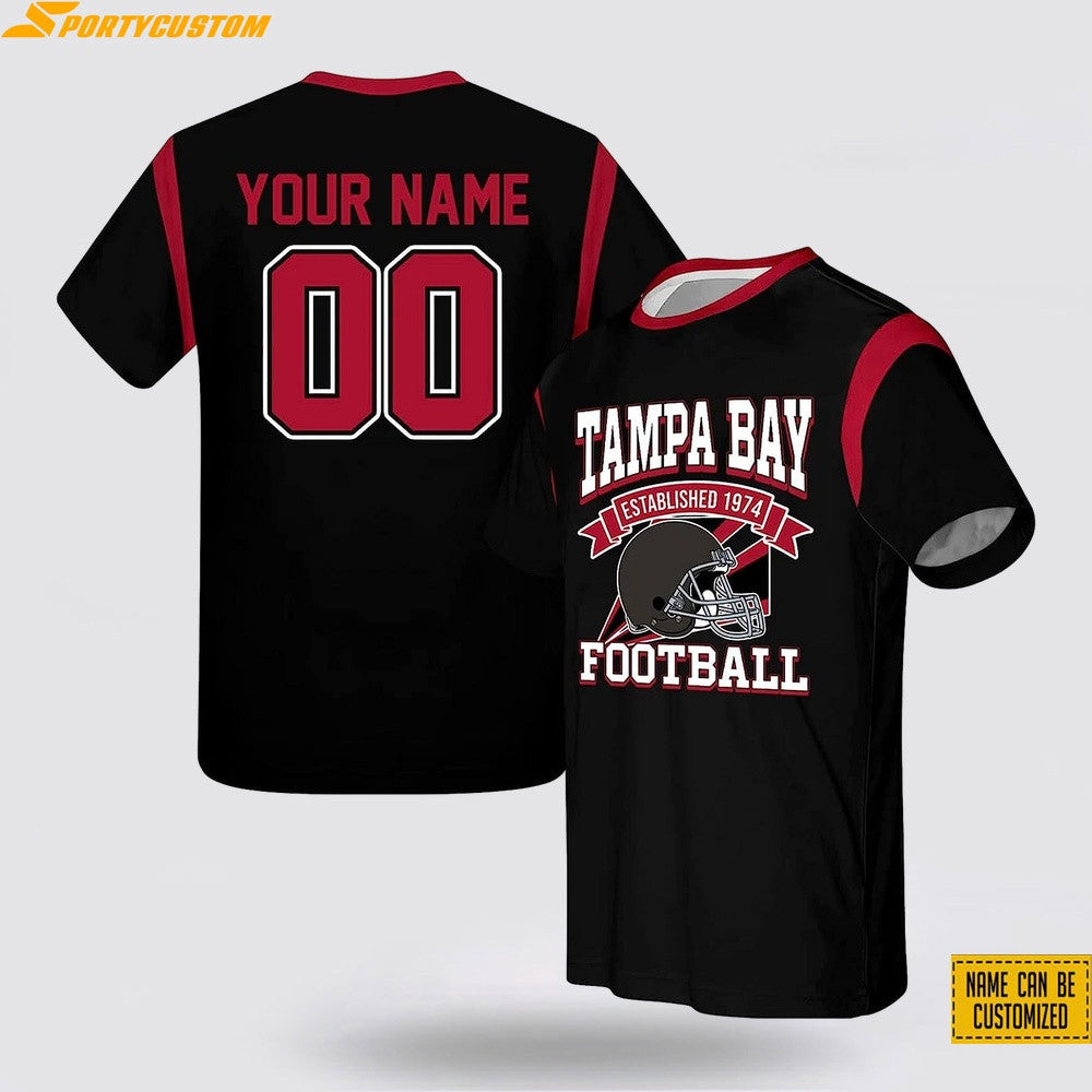 Tampa Bay Buccaneers Custom Name & Number All Over Printed T-Shirt - Black