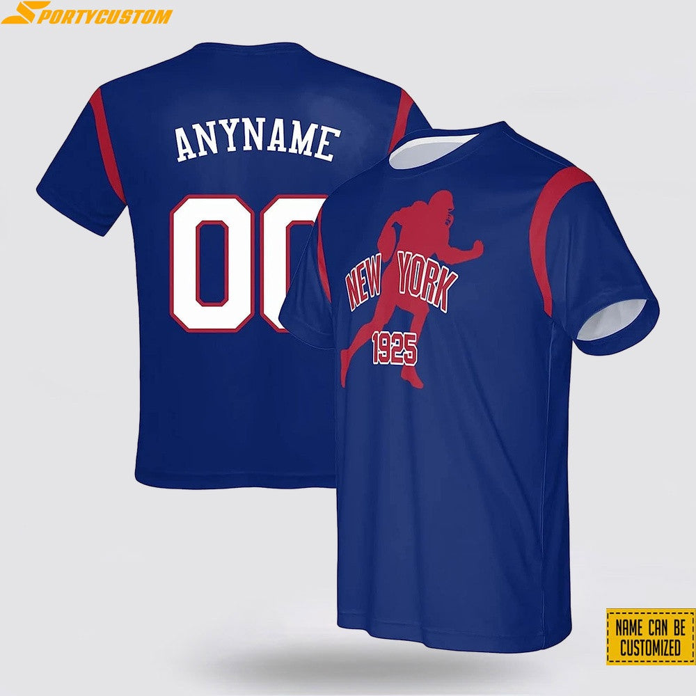 New York Giants Player Custom Name & Number All Over Printed T-Shirt - Blue