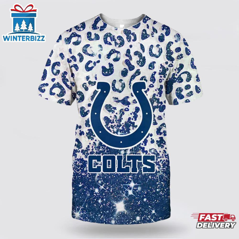 Indianapolis Colts Leopard All Over Printed T-Shirt - White