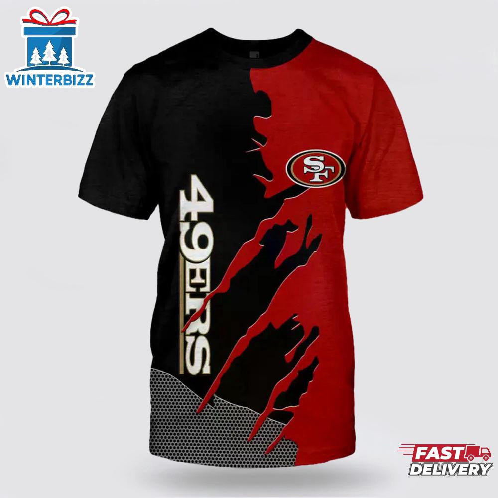 San Francisco 49ers Logo Modern All Over Printed T-Shirt - Black/Red