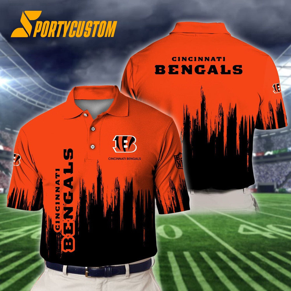 Cincinnati Bengals Football Team Logo Design 3D Printed Polo Shirt - Orange