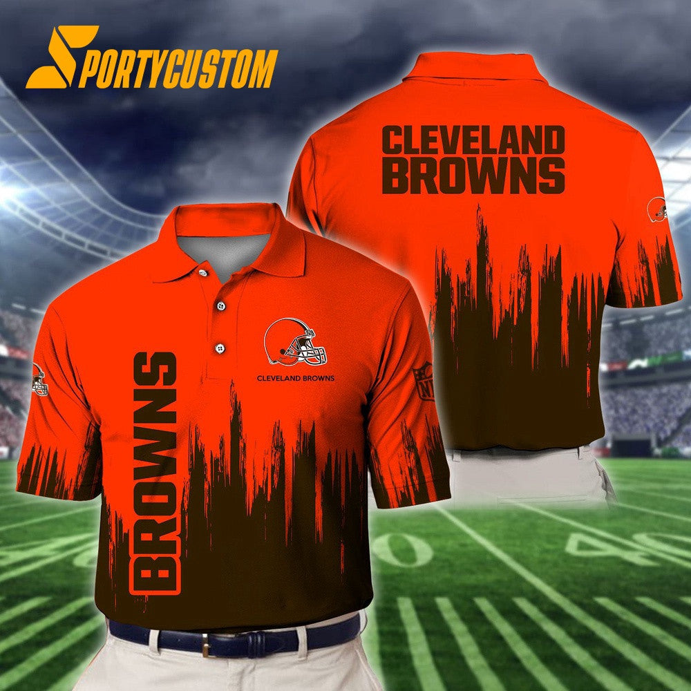 Cleveland Browns Football Team Logo Design 3D Printed Polo Shirt - Orange