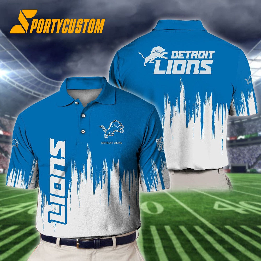 Detroit Lions Football Team Logo Design 3D Printed Polo Shirt - Blue
