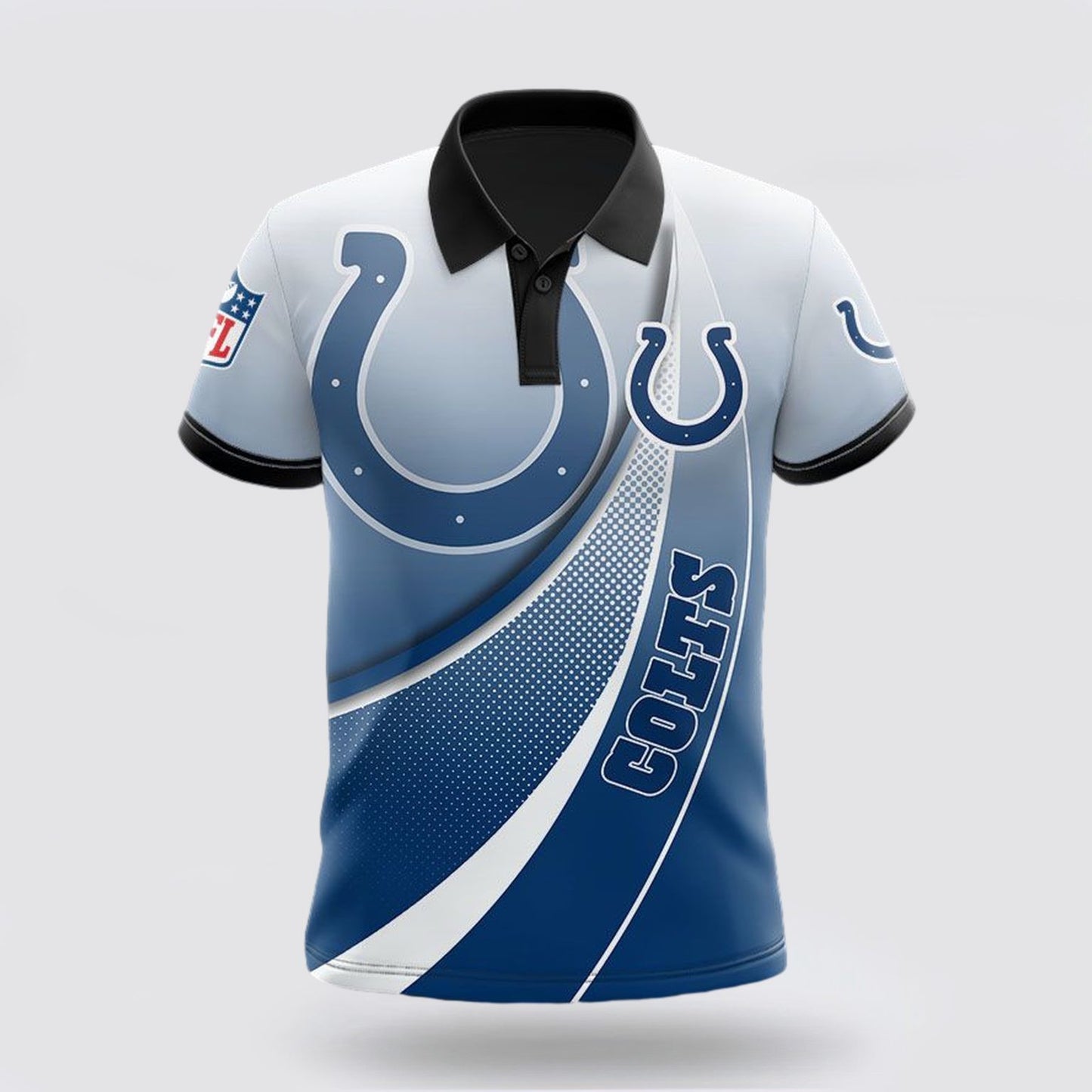 Indianapolis Colts Fading Logo Football Team Design 3D Printed Polo Shirt - Navy