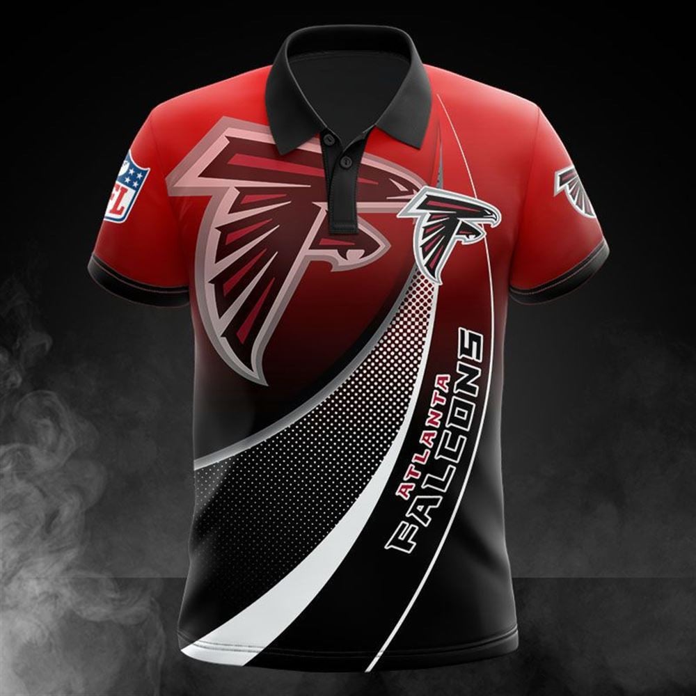 Atlanta Falcons Fading Logo Football Team Design 3D Printed Polo Shirt - Black