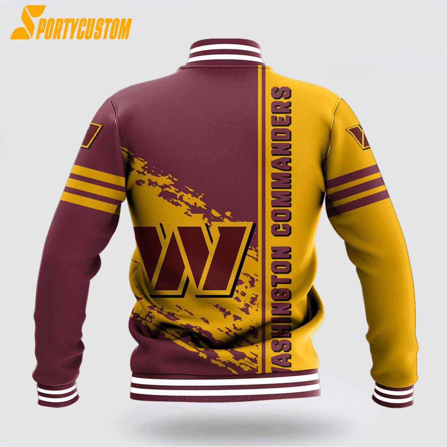 Washington Commanders Baseball Jacket Varsity Jacket - Burgundy/Gold - All-Over-Printed Jacket