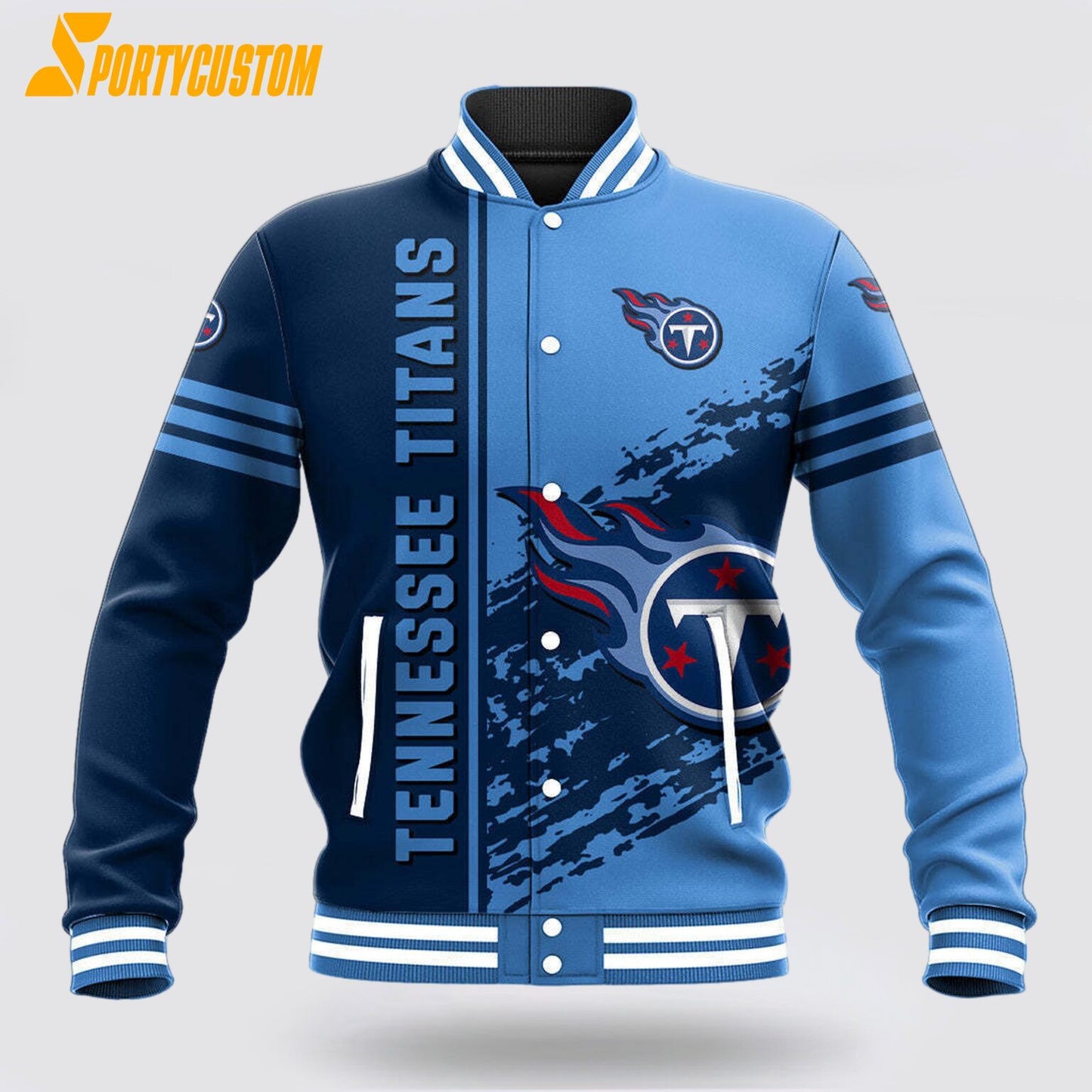 Dallas Cowboys Logo Baseball Jacket Varsity Jacket - Blue/Navy - All-Over-Printed Jacket
