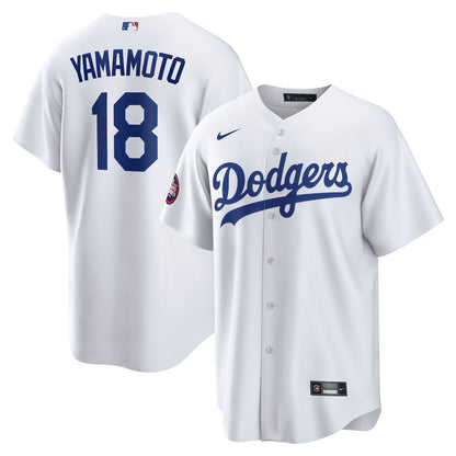 Yoshinobu Yamamoto 18 Los Angeles Dodgers 2025 MLB World Tour: Tokyo Series Home Player Men Jersey - White