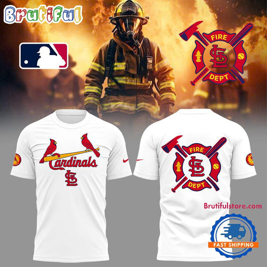 St. Louis Cardinals x Firefighter Appreciation Night 2025 All Over Printed T-shirt - White