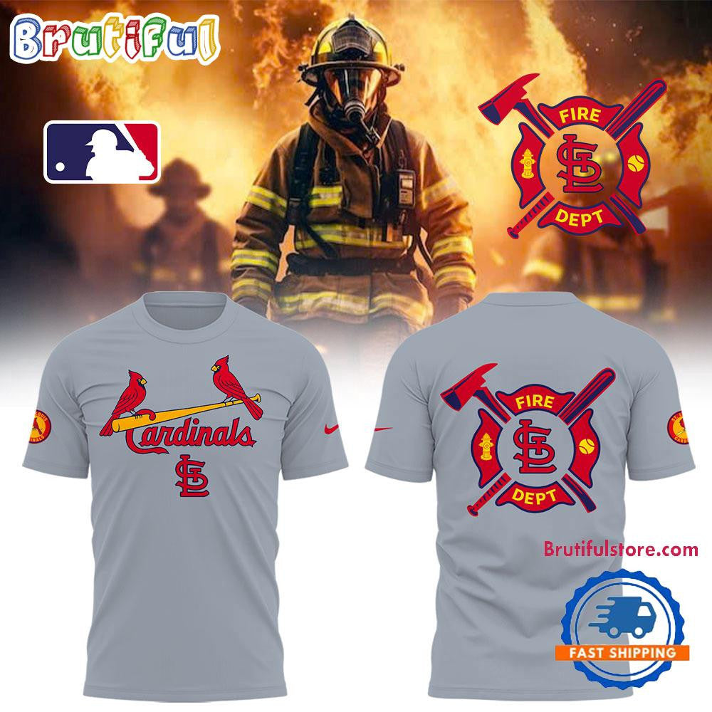 St. Louis Cardinals x Firefighter Appreciation Night 2025 All Over Printed T-shirt - Gray