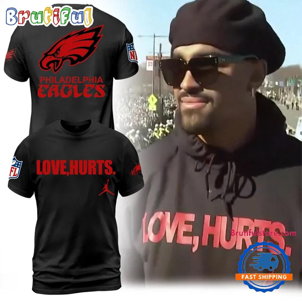 Philadelphia Eagles NFL x Love Hurts 2025 Champions All Over Printed T-shirt - Black