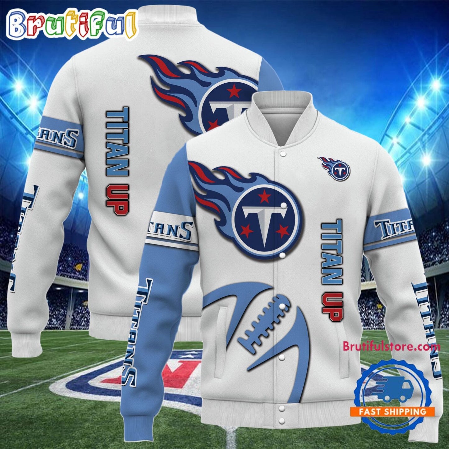 Tennessee Titans 2024 Limited Edition New Design Baseball Jacket Varsity Jacket - White - All-Over-Printed Jacket