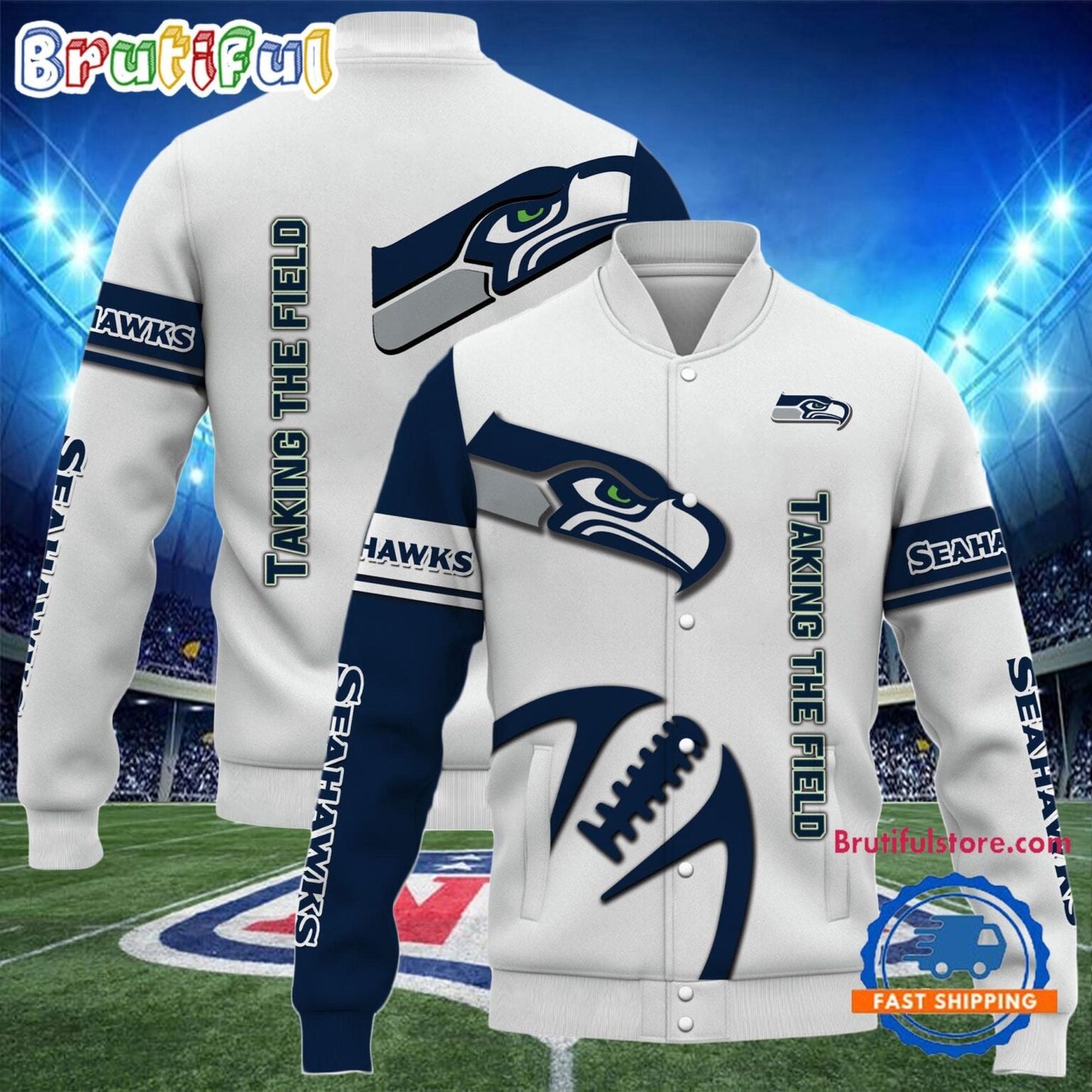 Seattle Seahawks 2024 Limited Edition New Design Baseball Jacket Varsity Jacket - White - All-Over-Printed Jacket