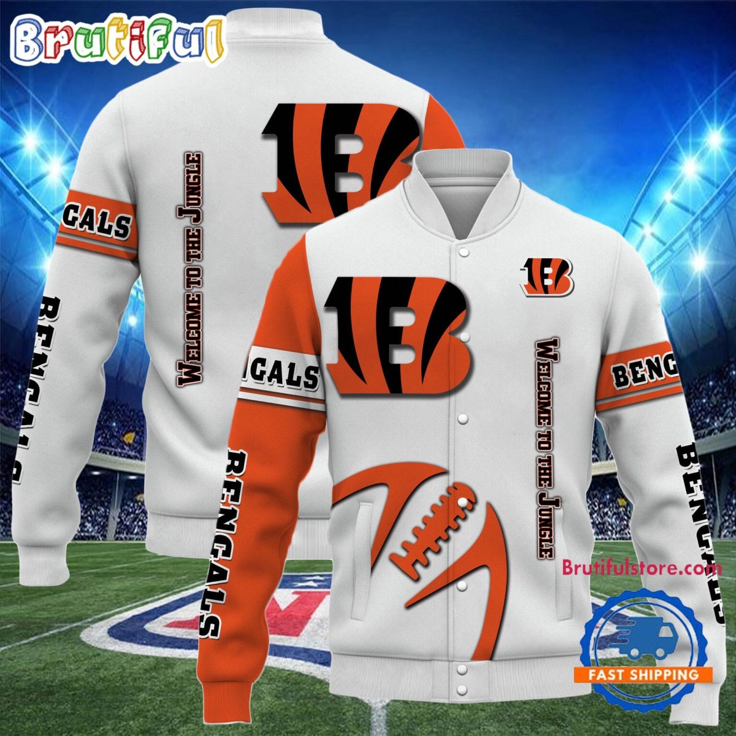 Cincinnati Bengals 2024 Limited Edition New Design Baseball Jacket Varsity Jacket - White - All-Over-Printed Jacket
