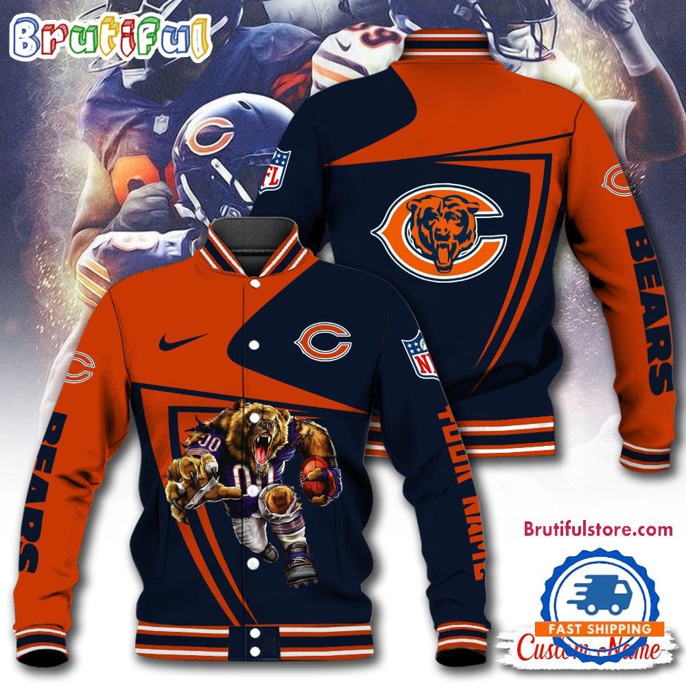 Chicago Bears Football Mascot Limited New Design Baseball Jacket Varsity Jacket - Navy - All-Over-Printed Jacket