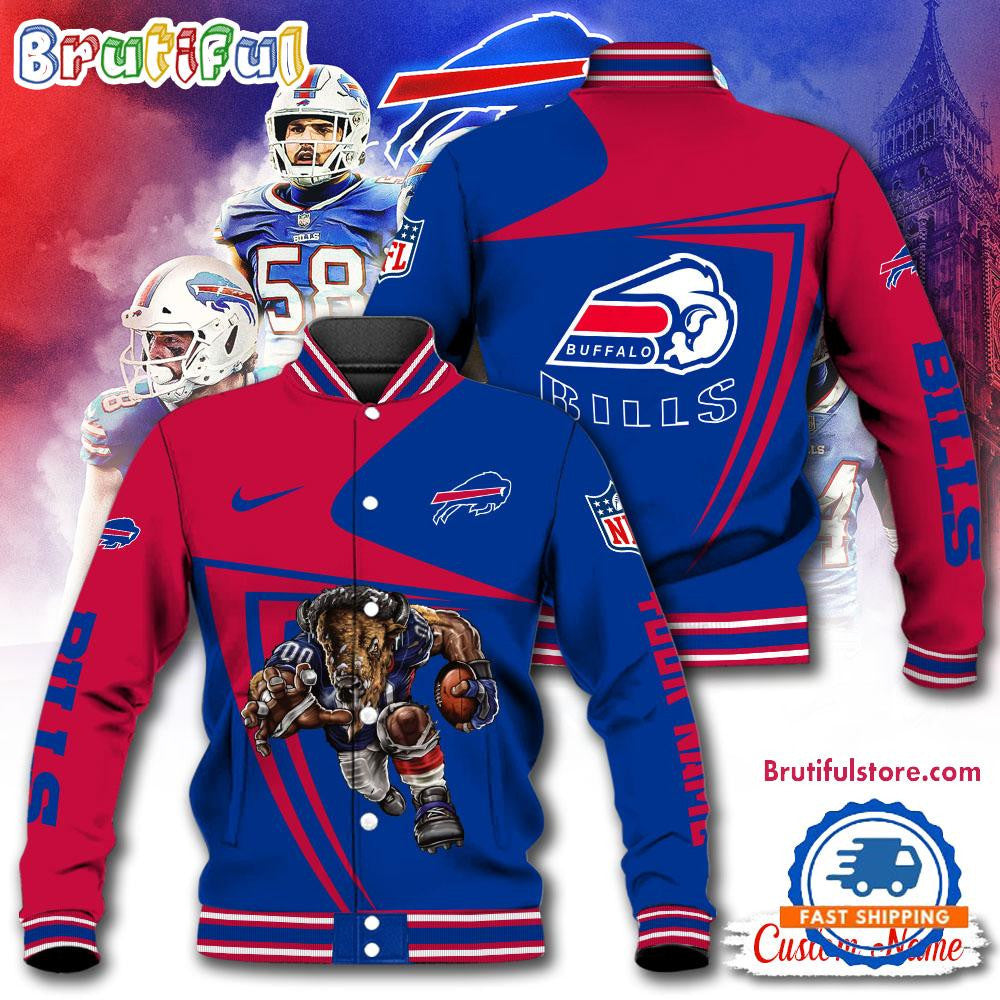 Buffalo Bills Football Mascot Limited New Design Baseball Jacket Varsity Jacket - Blue - All-Over-Printed Jacket