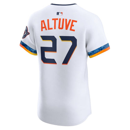 Jose Altuve 27 Houston Astros 2025 City Connect Elite Player Men Jersey - White