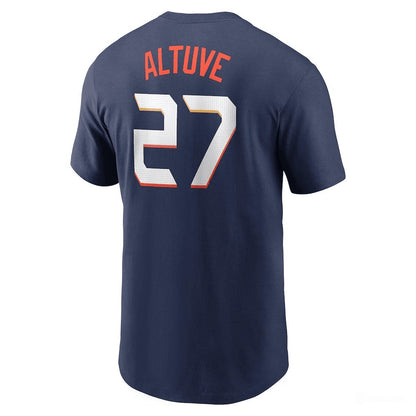 Jose Altuve 27 Houston Astros 2025 City Connect Fuse Name & Number T-Shirt - Navy