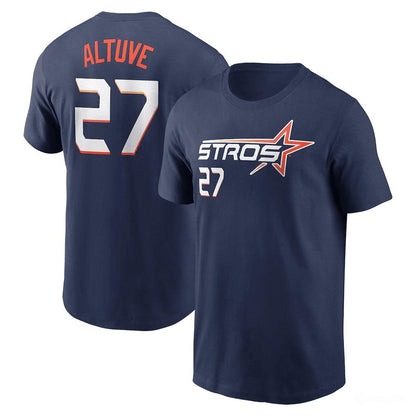 Jose Altuve 27 Houston Astros 2025 City Connect Fuse Name & Number T-Shirt - Navy