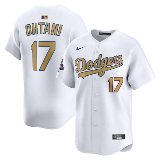 Shohei Ohtani 17 Los Angeles Dodgers 2025 Gold Collection Limited Men Jersey - White