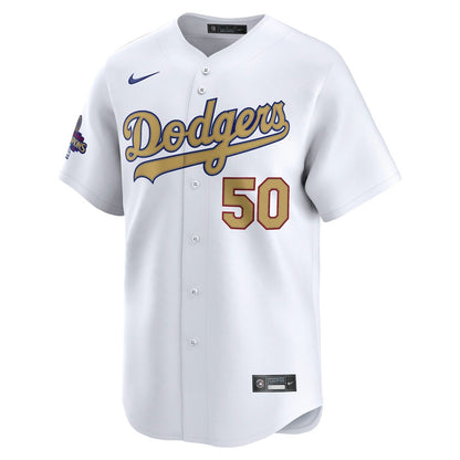 Mookie Betts 50 Los Angeles Dodgers 2025 Gold Collection Limited Men Jersey - White