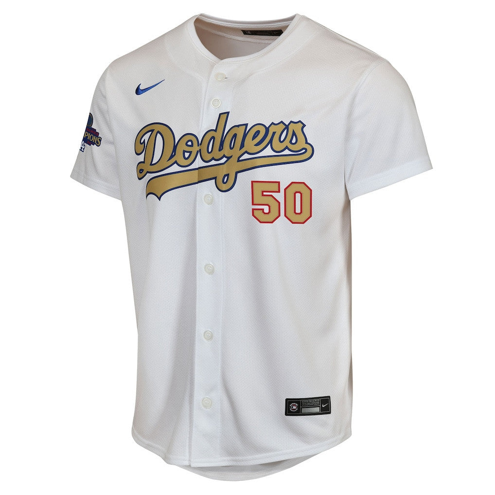 Mookie Betts 50 Los Angeles Dodgers 2025 Gold Collection Limited YOUTH Jersey - White