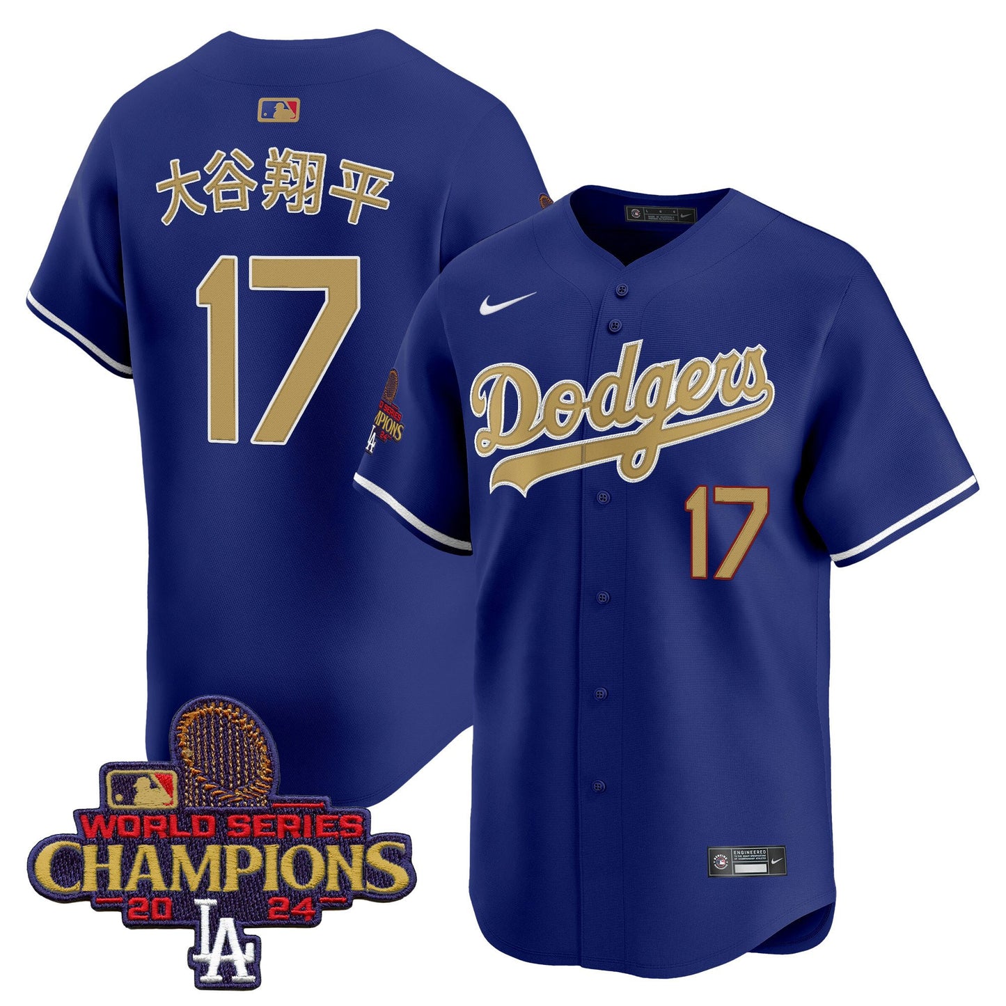 Shohei Ohtani 17 Los Angeles Dodgers 2025 Gold Collection Kanji Limited Men Jersey - Royal