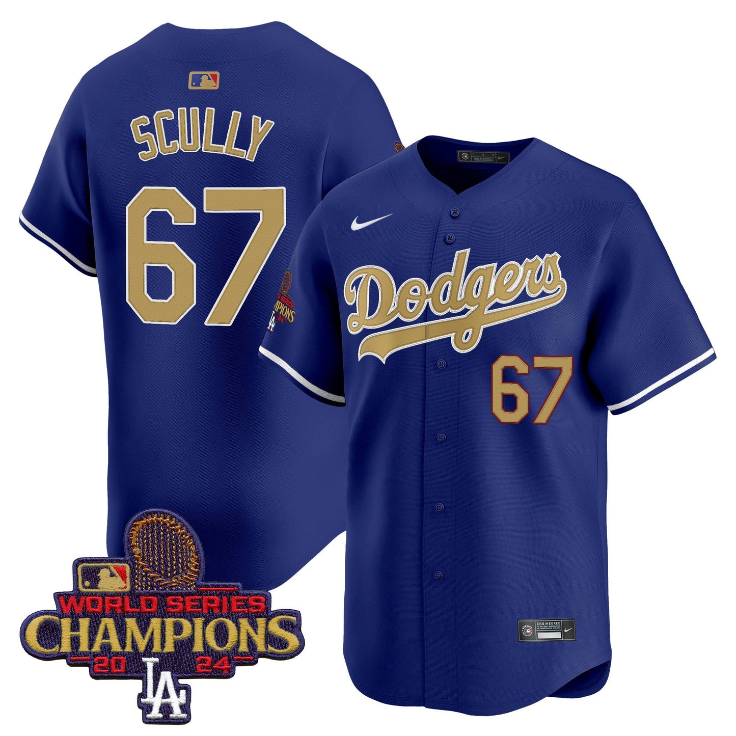 Vin Scully 67 Los Angeles Dodgers 2025 Gold Collection Limited Men Jersey - Royal