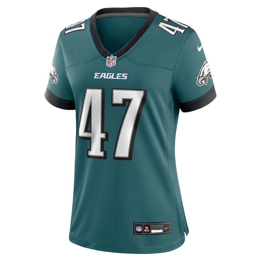 Charley Hughlett 47 Philadelphia Eagles Women's Team Game Jersey - Midnight Green