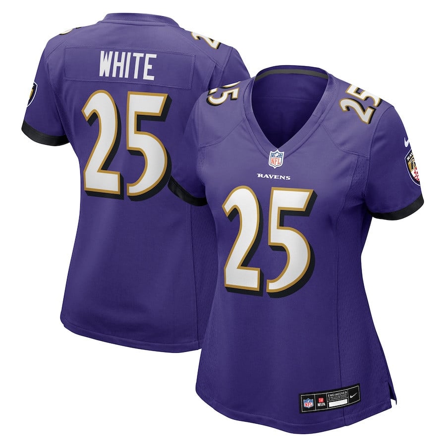 Tre'Davious White 25 Baltimore Ravens Women's Game Jersey - Purple