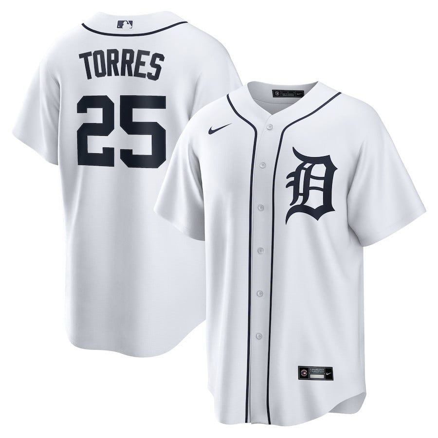Gleyber Torres 25 Detroit Tigers Home Men Jersey - White