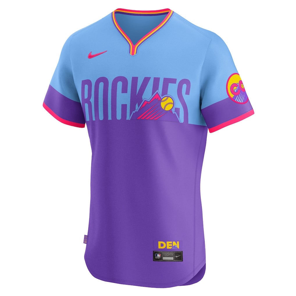 Colorado Rockies 2025 City Connect Elite Men Jersey - Purple/Light Blue