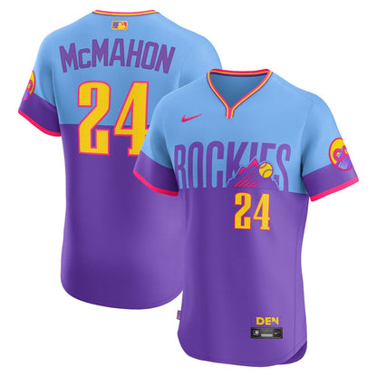 Ryan McMahon 24 Colorado Rockies 2025 City Connect Elite Player Men Jersey - Purple/Light Blue