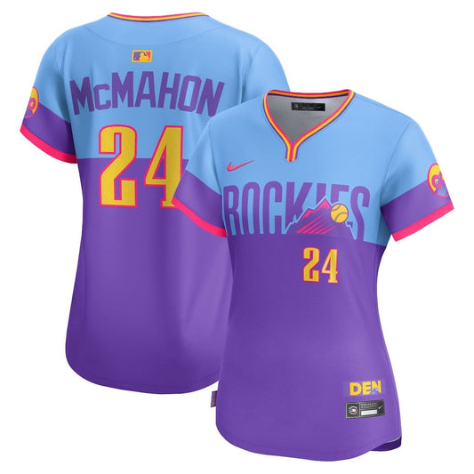 Ryan McMahon 24 Colorado Rockies Women's 2025 City Connect Limited Jersey - Purple/Light Blue