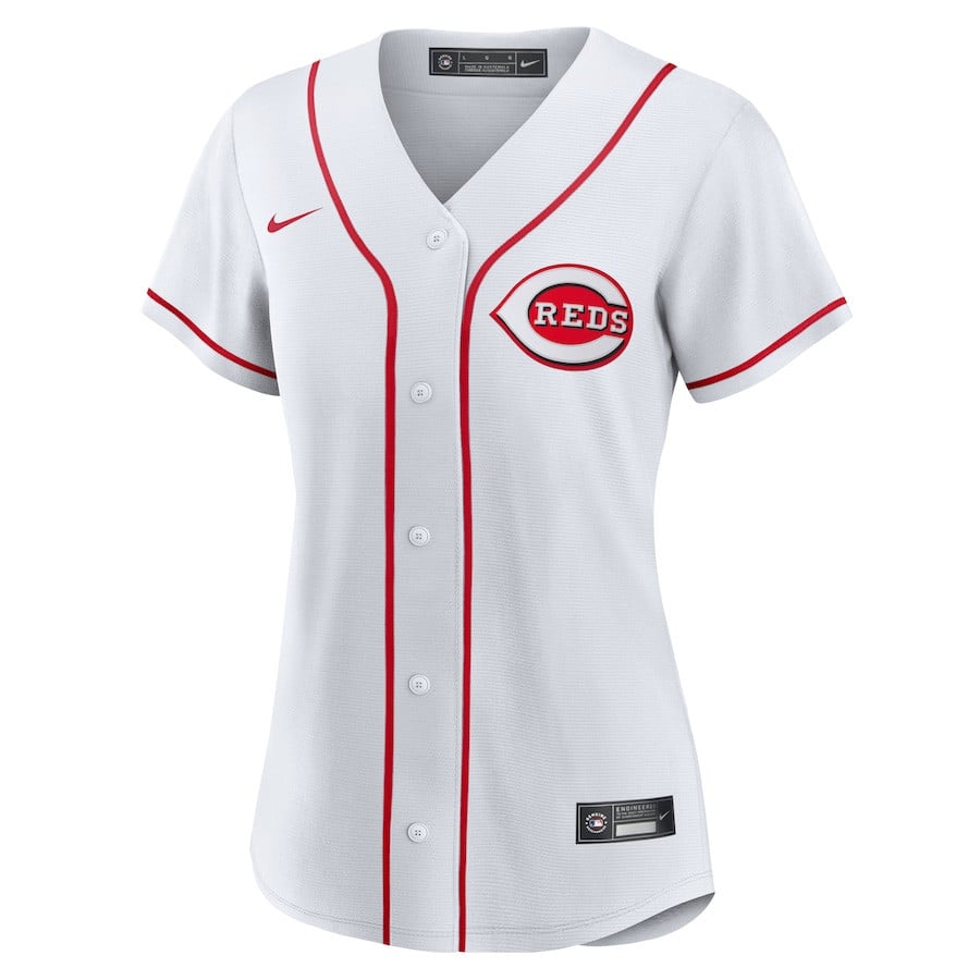 Jake Fraley 27 Cincinnati Reds Women's Home Jersey - White