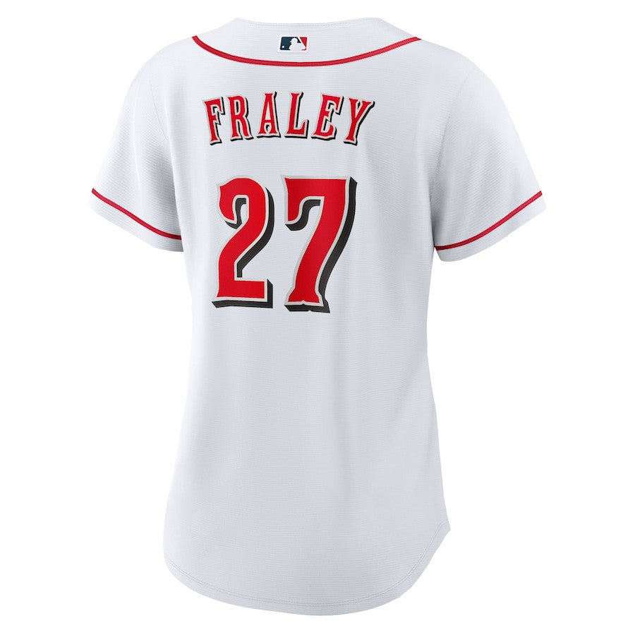 Jake Fraley 27 Cincinnati Reds Women's Home Jersey - White